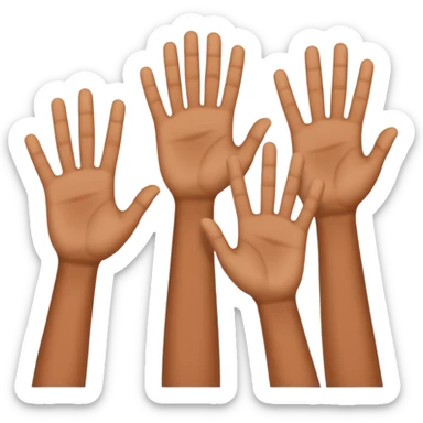 Three different hands holding up a 2, a 3, and then a 0 sticker