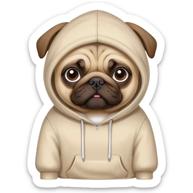 pug dog wearing a hoodie, pug life sticker