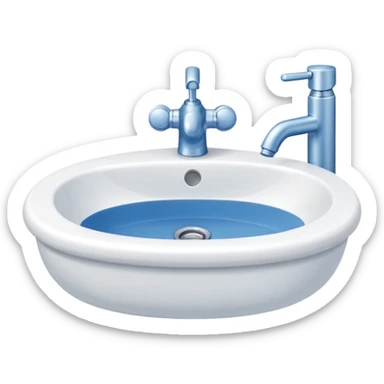“Flat icon-style emoji of a bathroom sink with a simple faucet and rounded basin, white and blue tones” sticker