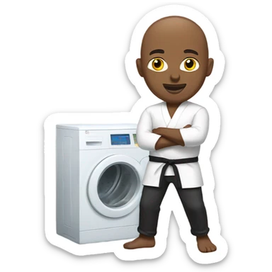 Bald black man karate doing laundry  sticker