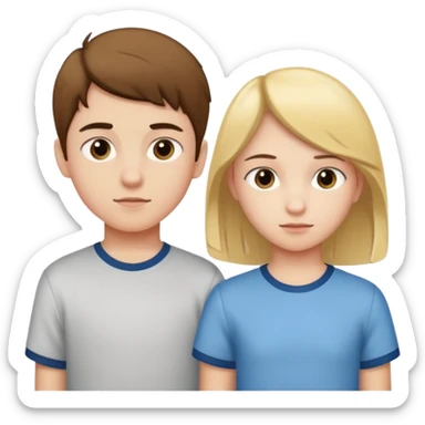 two teenagers, a boy and a girl, standing next to each other, both with subtle signs of puberty, no text sticker