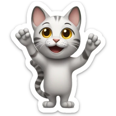 cat waving hand
 sticker