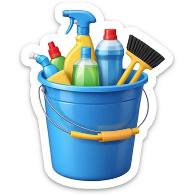 Cleaning supplies in a bucket sticker