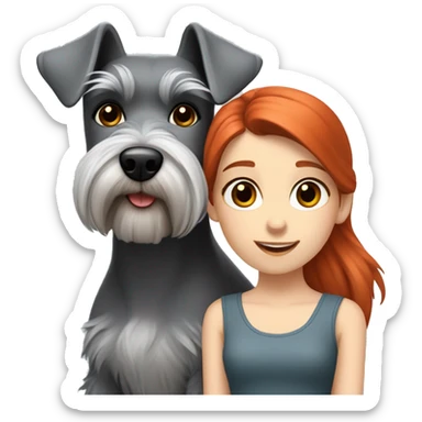 little grey schnauzer and a redhead girl sticker