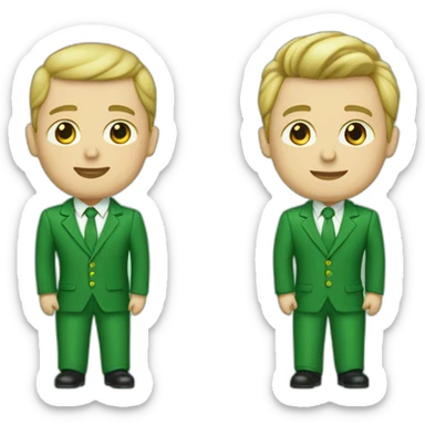 set of grooms in green suits one light skinned latio the other white sticker