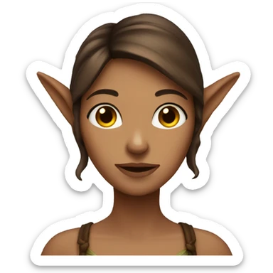 Fae woman with brown hair and pointy ears sticker