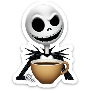 jack skellington with Coffee sticker
