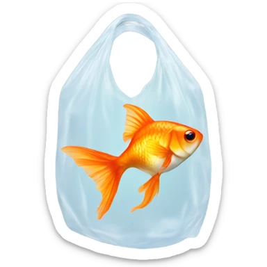 Plastic bag with goldfish  sticker