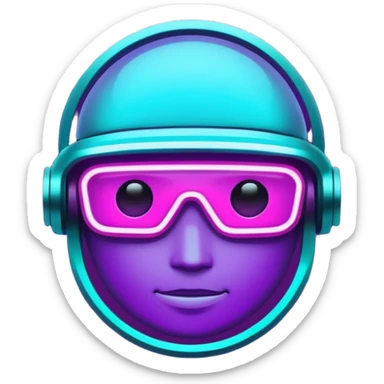 futuristic glowing like, neon purple and cyan light, dark background, digital tech style sticker