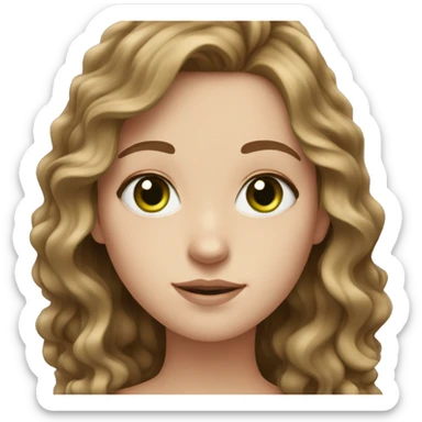white girl with wavy brown hair and green eyes sticker