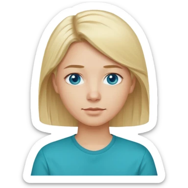 Change emoji of  blonde blue eyed  with Teal shirt (not the purple one) dont change other features sticker
