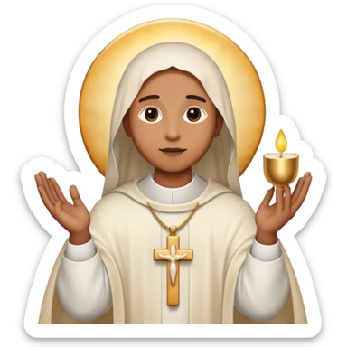 a piece of the Eucharist at church animated as a person that has clout on sticker