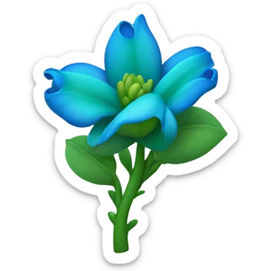 una flor azul con espinas y tallos verdes sticker
