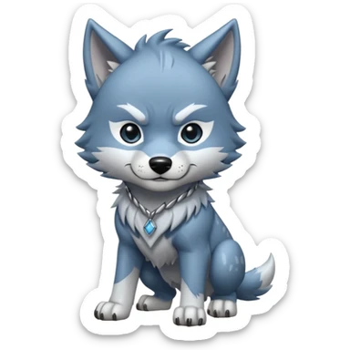 Toony Chibi bluish-silvery Cool Edgy Scarred Badass Ginga Nagareboshi Gin/Silver Fang the wolf (full body) (feral) (4 legs) (canine) with 3 slash marking scars on his forehead  sticker