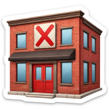 restaurant building with red X mark, failed inspection sticker