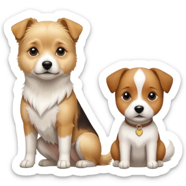 blonde shizu dog sitting next to jack rassel dog sticker