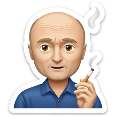 Phil Collins singing while holding a cigarette  sticker