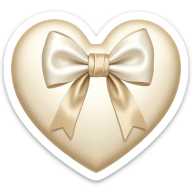 white heart with beige bow sticker