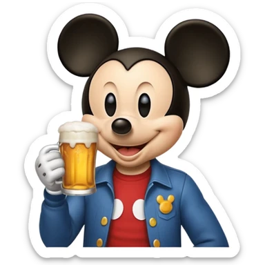 Mickey qui boi une bière  sticker