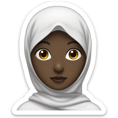 An Arab girl with dark skin in a white hijab is thinking sticker