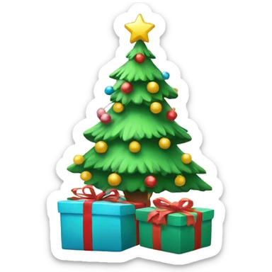 Cute Christmas tree with gifts under it  sticker