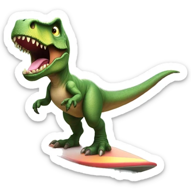 T-Rex wearing a tutu on a surf board sticker