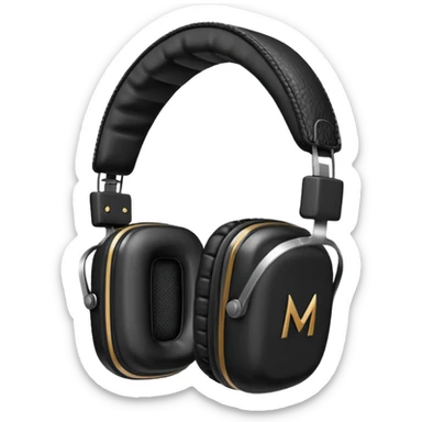 Icon of headphones with square ear pads in the Marshall style. sticker