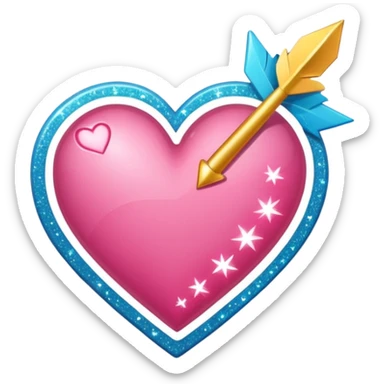 Genera un sticker tipo phone OS, un corazón rosa con una flecha y brillos sticker