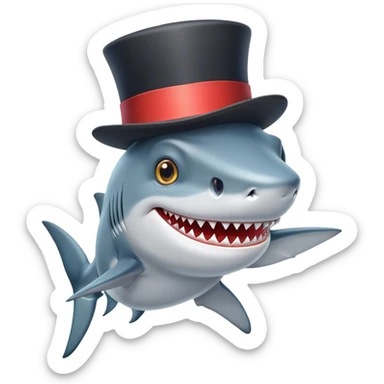 Shark with a top hat sticker