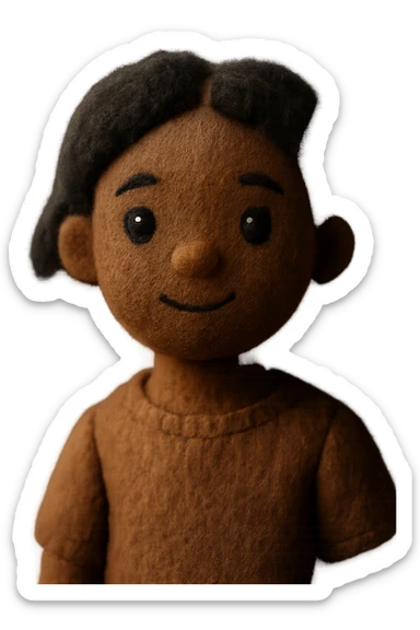 portrait illustration of a brown-skinned girl with short black curly hair parted in the middle, brown eyes sticker