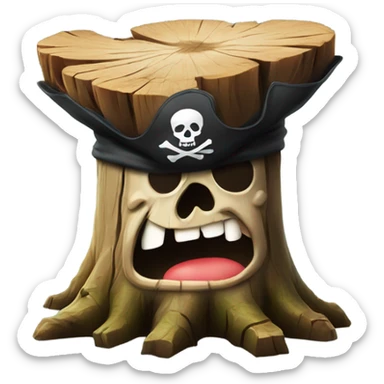 ugly tree stump with a pirate hat sticker