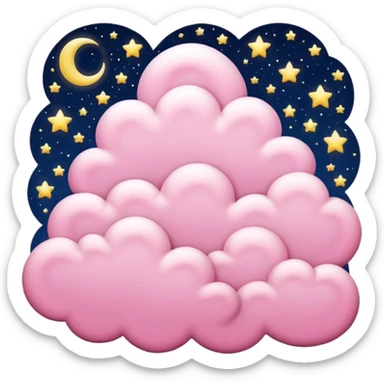 starry night sky, pink clouds sticker