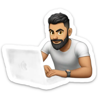virat kohli coding in a desktop with laptop sticker
