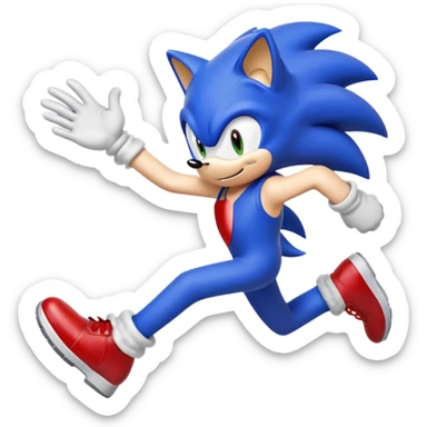 Sonic the hedgehog running away that is well done sticker
