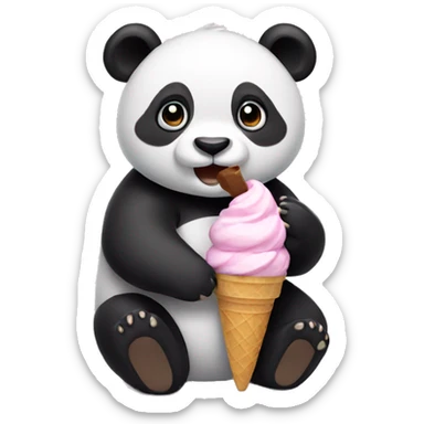 Panda eating ice cream sticker