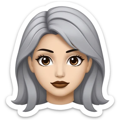 Super idol with dirty Selene Delgado face and the background is gray and super idol is a whitish gray color  sticker