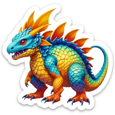 Colorful Exotic Pokémon-Digimon-Monster-Beast-Fakémon-hybrid-creature (full body) sticker