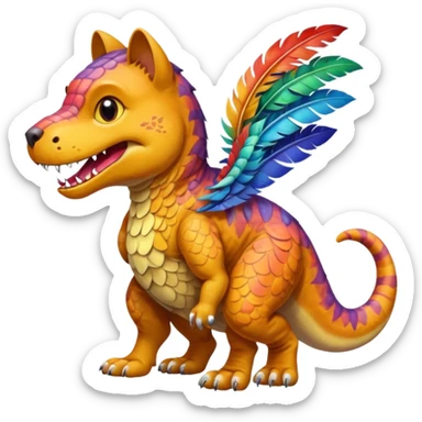 cat dog and a trex mixed sticker