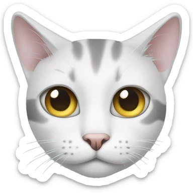 Gray and white cat with one eye  sticker