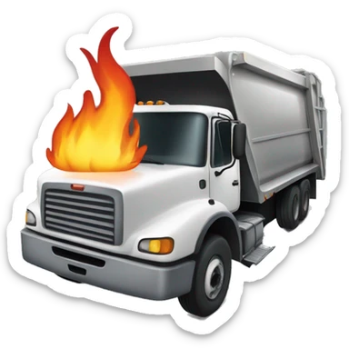Garbage truck with flames sticker