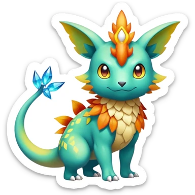 Elemental magical colorful exotic animesque Pokémon-Fakémon-animal-creature, (full body) sticker
