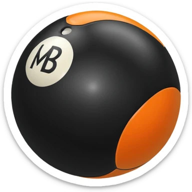 Pool ball back ball with the “MB” written on it. sticker