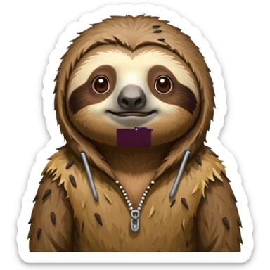 sloth in ragged animal skin clothes sticker