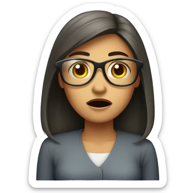 irritated women with glass sticker