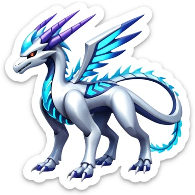 Futuristic Modern Shiny Cyber-Suicune-Dialga-Reshiram-Creature, (full body) sticker