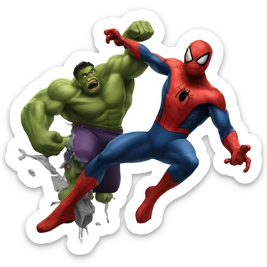 Spider-Man smashing the Hulk sticker