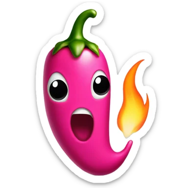 hot pink chili pepper with flame sticker