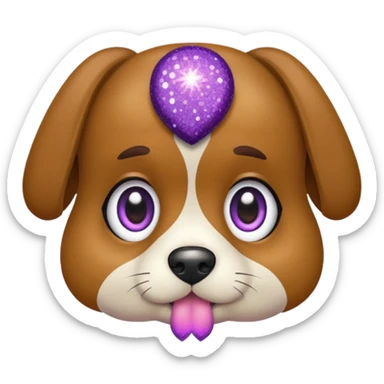 Cachorro com gravata roxa com glitter sticker