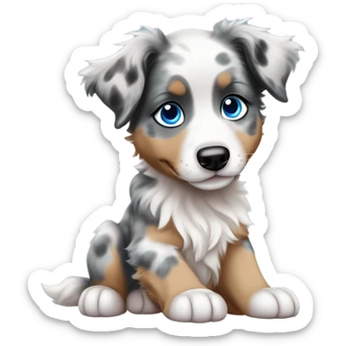 merle australian shepherd puppy with blue eyes paws sticker