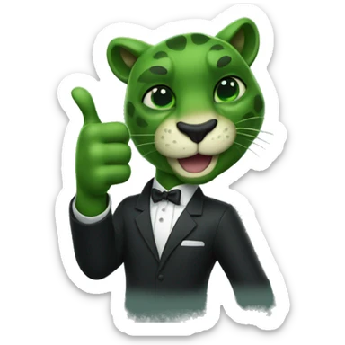 Green panther formal thumbs up sticker